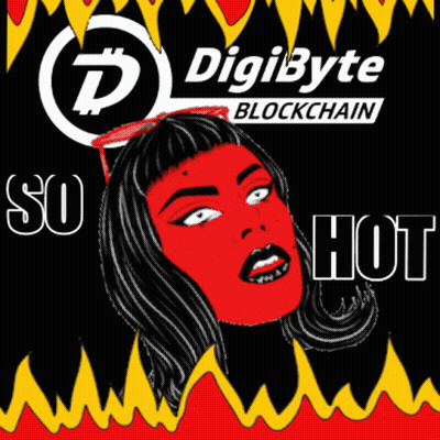 A Poster For Digibyte Blockchain Shows A Woman With A Red Face GIF