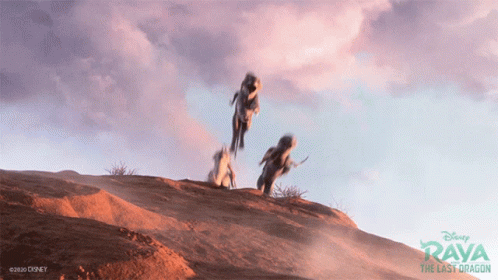 Disney Raya The Last Dragon Animals Running Down Hill GIF