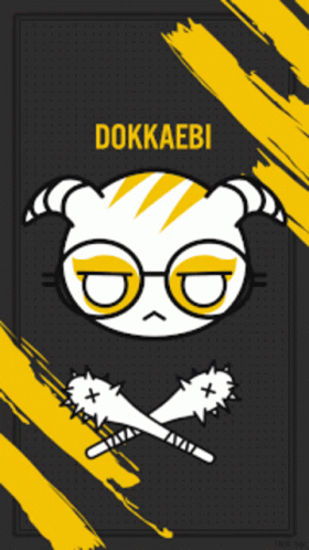 A Poster For Dokkaebi Has A Cartoon Character With Horns And Glasses GIF