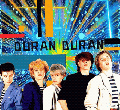 A Poster For Duran Duran Shows A Group Of Young Men GIF