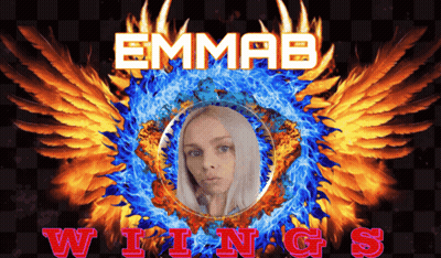A Poster For Emmab Wings Shows A Woman In A Circle Of Flames GIF
