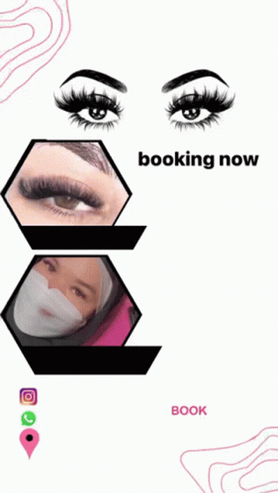 A Poster For Eyelash Extensions With A Woman Wearing A Face Mask GIF