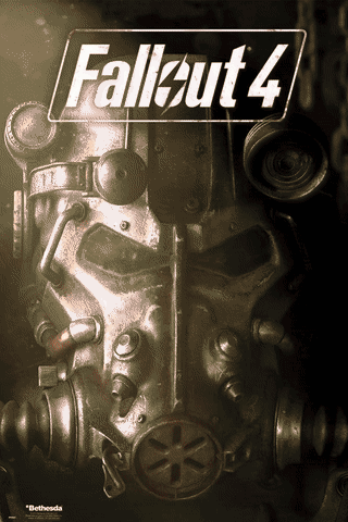 A Poster For Fallout 4 Shows A Helmet On The Cover GIF