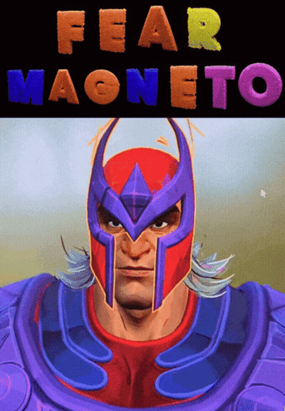 A Poster For Fear Magneto With A Cartoon Character On It GIF