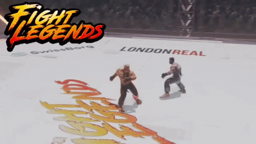 A Poster For Fight Legends Shows Two Men Fighting On A Ring GIF