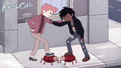 A Poster For Finna And Cake Shows A Couple Of Cartoon Characters GIF
