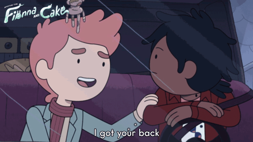 A Poster For Finna And Cake Shows Two Characters Talking GIF
