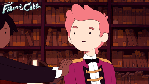 A Poster For Finna And Cake With A Cartoon Character GIF
