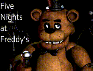 A Poster For Five Nights At Freddy 'S Features A Teddy Bear GIF