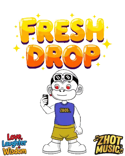 A Poster For Fresh Drop Shows A Monkey Holding A Controller Sticker