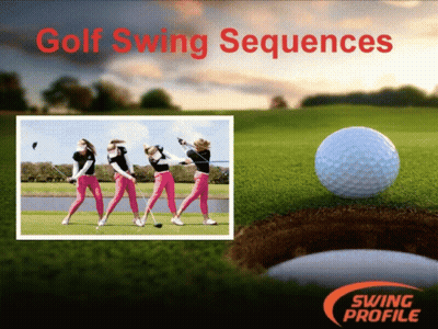 A Poster For Golf Swing Sequences With A Picture Of A Golfer Swinging A Golf Club GIF