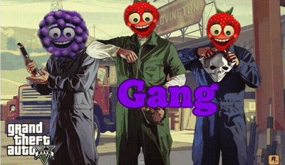A Poster For Grand Theft Auto 5 Shows A Group Of Cartoon Characters GIF