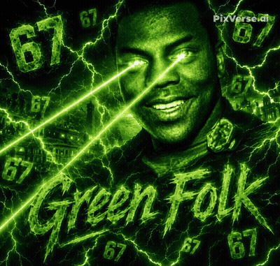 A Poster For Green Folk Shows A Man Surrounded By Lightning Bolts GIF