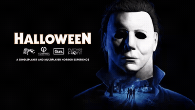 A Poster For Halloween Shows A Man With A Mask On GIF