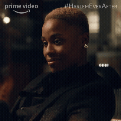 A Poster For Harlem Ever After Shows A Woman Looking Down And Says You Tryna Find Out GIF