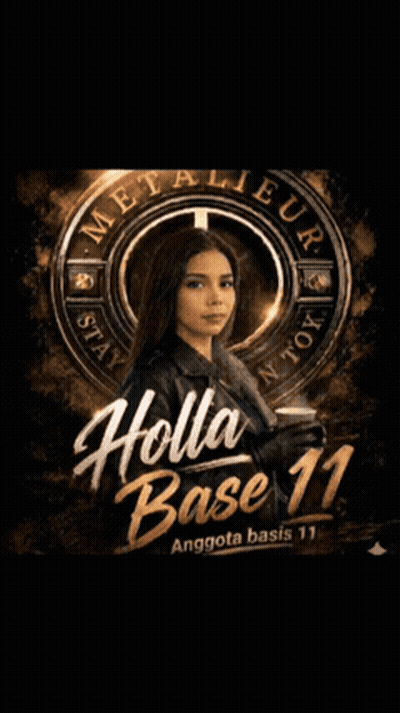 A Poster For Holla Base 11 Features A Woman In A Leather Jacket GIF