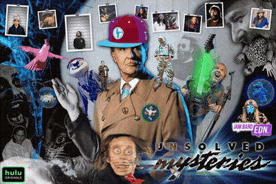 A Poster For Hulu Originals Shows A Man In A Hat GIF