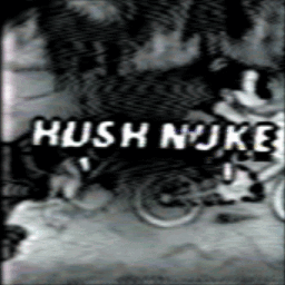 A Poster For Hush Nuke Shows Mickey Mouse On A Motorcycle GIF
