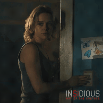 A Poster For Insidious Out Of The Further Features A Woman GIF