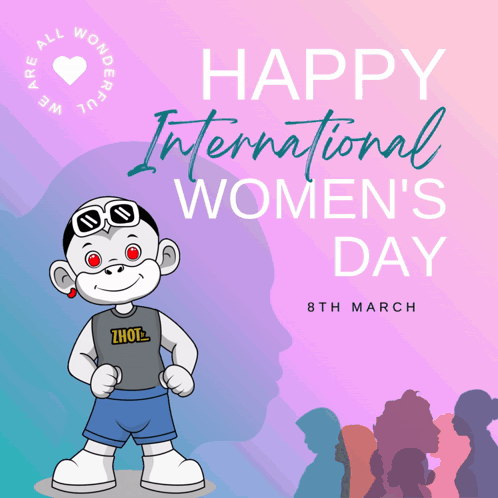 A Poster For International Women 'S Day With A Cartoon Character GIF