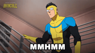 A Poster For Invincible Shows A Man In A Superhero Suit GIF