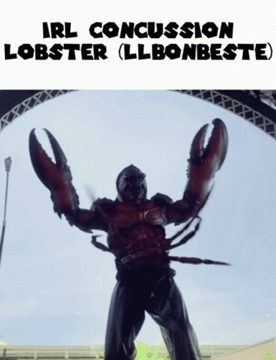 A Poster For Irl Concussion Lobster With A Picture Of A Lobster On It GIF
