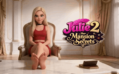 A Poster For Julie 2 The Mansion Secrets Shows A Blonde Girl Sitting In A Chair GIF