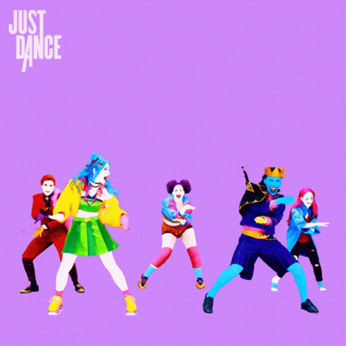 A Poster For Just Dance Teamwork With A Group Of People Dancing GIF