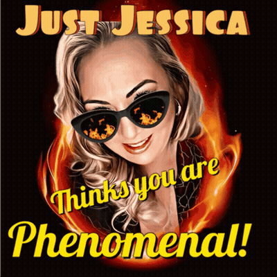 A Poster For Just Jessica With A Woman Wearing Sunglasses GIF