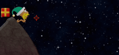 A Poster For Kaboom Shows A Gingerbread Man Flying Through Space GIF