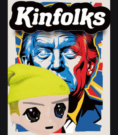 A Poster For Kinfolk 'S Shows A Man Wearing A Yellow Beanie GIF