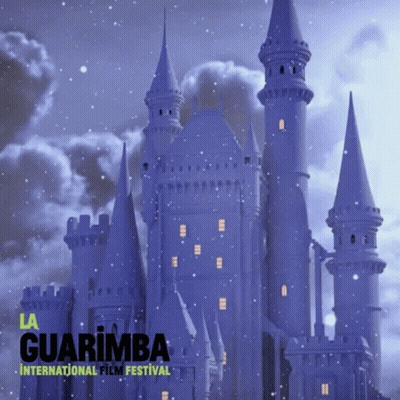 A Poster For La Guarimba International Film Festival With A Castle In The Background GIF