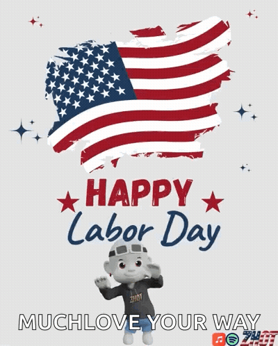 A Poster For Labor Day With An American Flag And A Monkey GIF