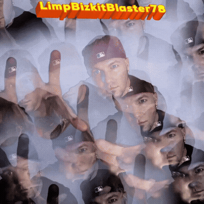 A Poster For Limp Bizkit Blaster 78 Shows A Man Wearing A Baseball Cap GIF