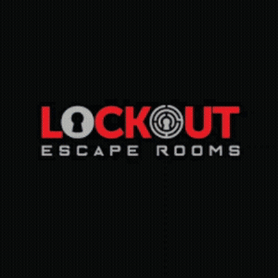 A Poster For Lockout Escape Rooms With A Woman GIF