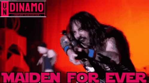A Poster For Maiden For Ever Shows A Man With Long Hair GIF