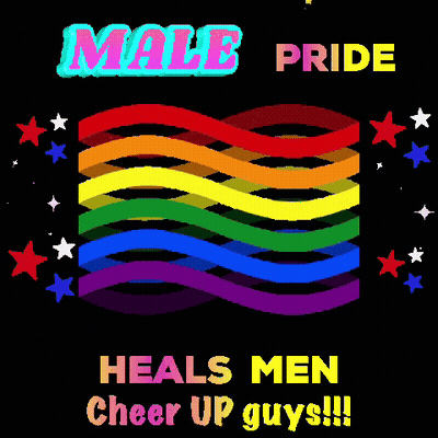 A Poster For Male Pride With A Rainbow Flag GIF