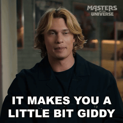 A Poster For Masters Of The Universe Shows A Man In A Black Jacket GIF