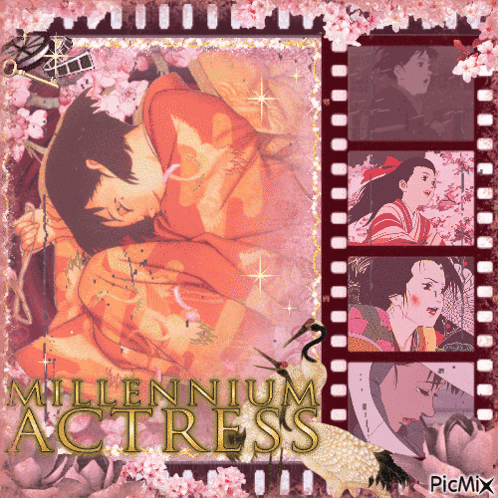 A Poster For Millennium Actress Shows A Man And Woman GIF