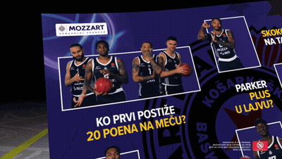 A Poster For Mozzart Generalni Sportski Shows Basketball Players GIF