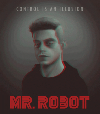 A Poster For Mr Robot With A Man 'S Face And The Words Control Is An Illusion GIF