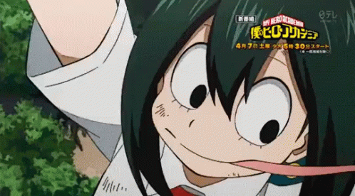 A Poster For My Hero Academia Shows A Girl With Green Hair GIF