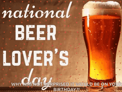 A Poster For National Beer Lover 'S Day With A Glass Of Beer On A Wooden Table GIF