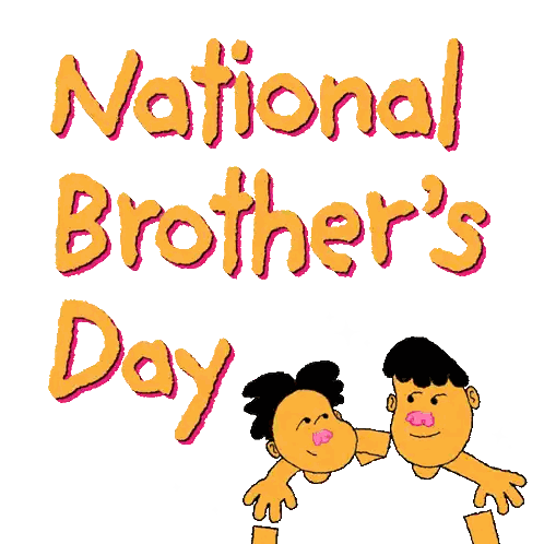 A Poster For National Brother 'S Day With Two Cartoon Boys Hugging Each Other Sticker