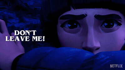 A Poster For Netflix Shows A Child 'S Face And The Words " Don 'T Leave Me " GIF