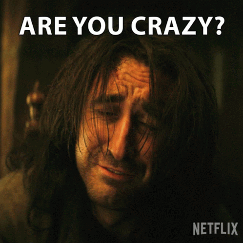 A Poster For Netflix Shows A Man With Long Hair And The Words Are You Crazy GIF