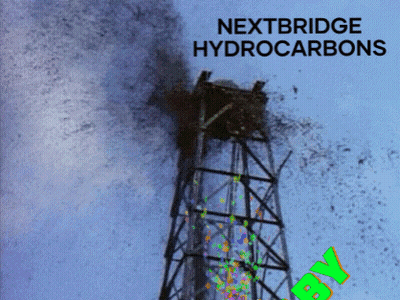 A Poster For Nextbridge Hydrocarbons Shows A Smoke Stack With Smoke Coming Out Of It GIF
