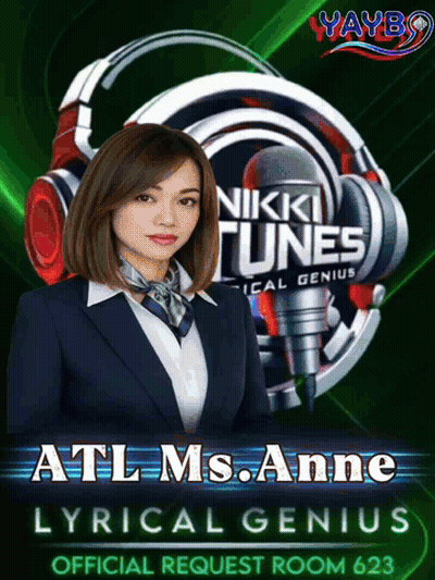 A Poster For Nikki Tunes With A Woman In A Suit GIF