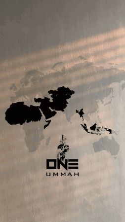 A Poster For One Ummah Shows A Map Of The World GIF