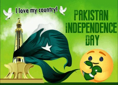 A Poster For Pakistan Independence Day Shows A Flag And A Statue GIF